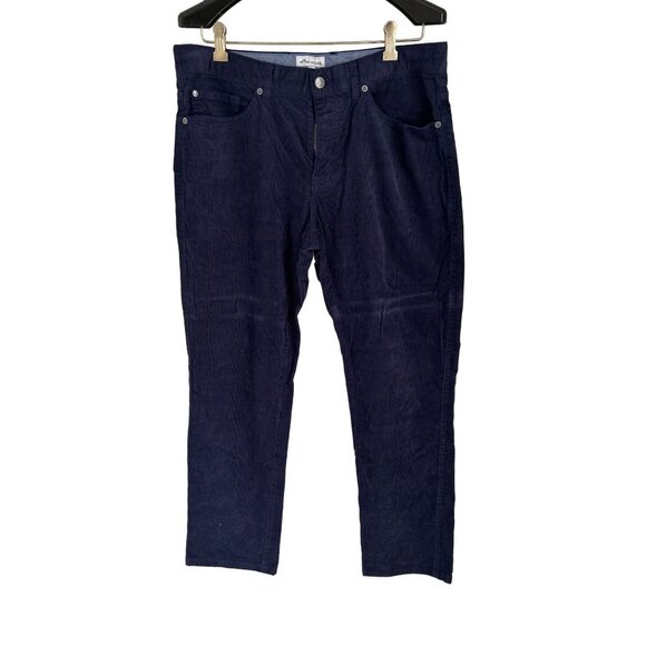 Men's Size 34 Peter Millar Blue Corduroy Pants Strait Cut - Picture 1 of 10